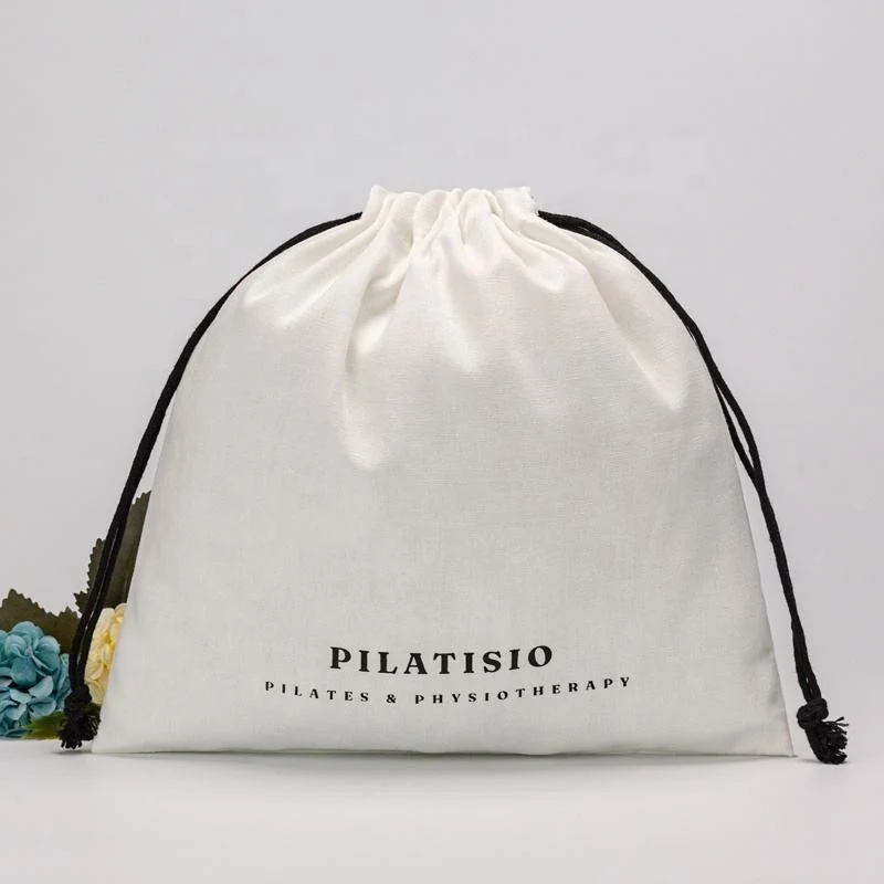 White Cotton Drawstring Pouch — image 2