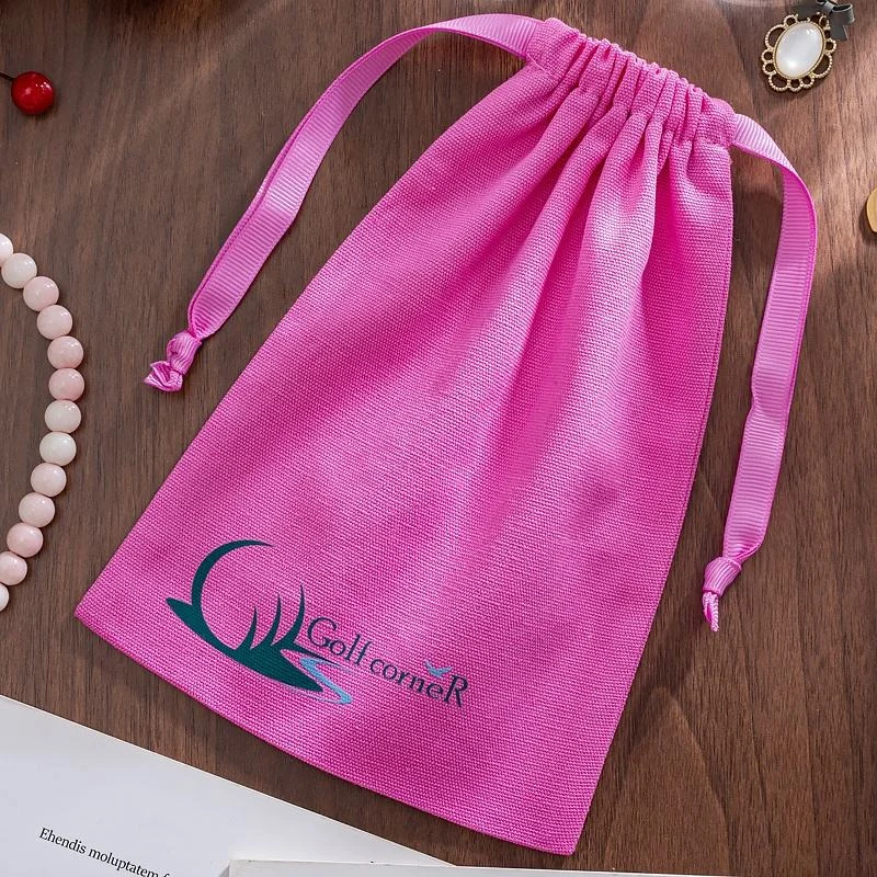 Pink Cotton Drawstring Pouch — image 3