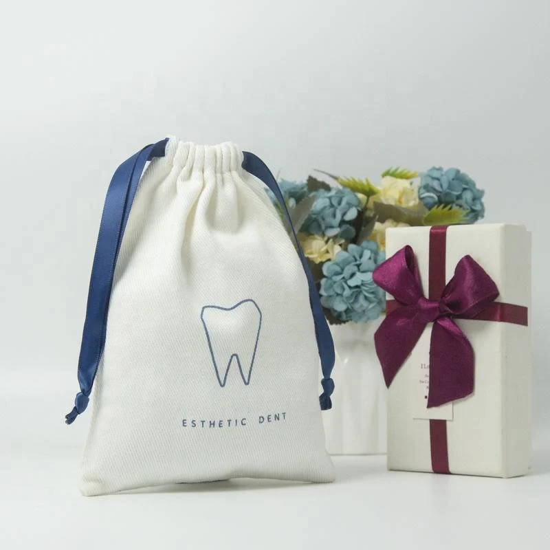 White Cotton Drawstring Pouch — image 2