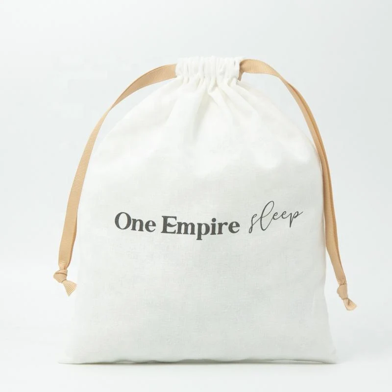 White Cotton Drawstring Pouch — image 2