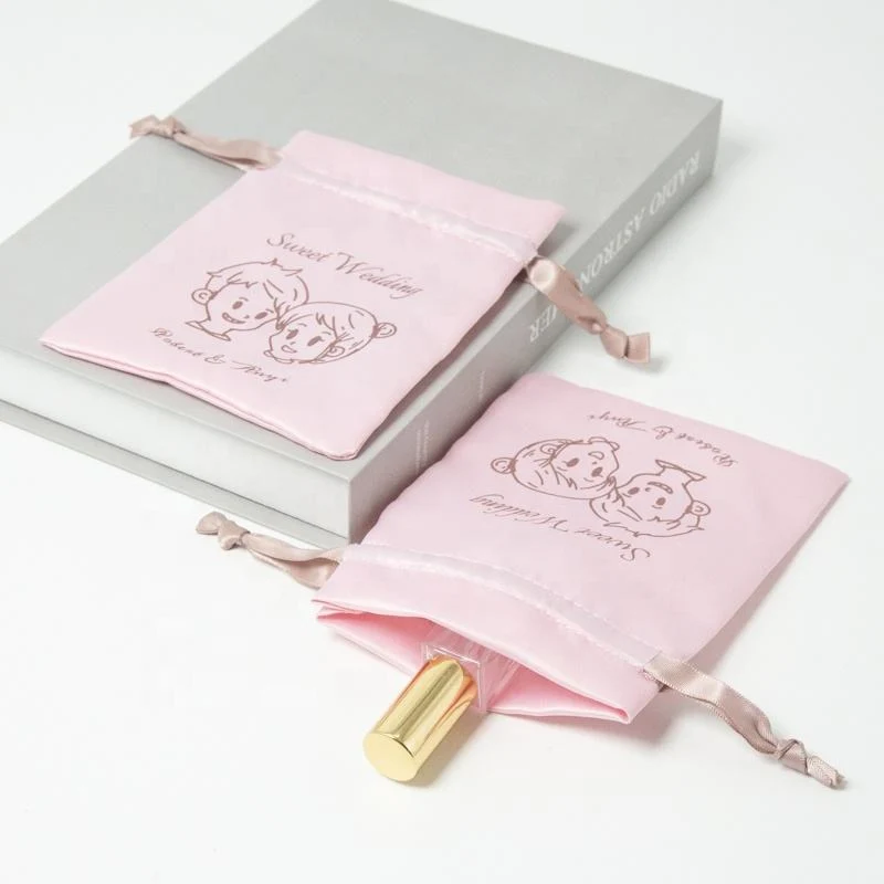 Pink Satin Drawstring Pouch — image 4