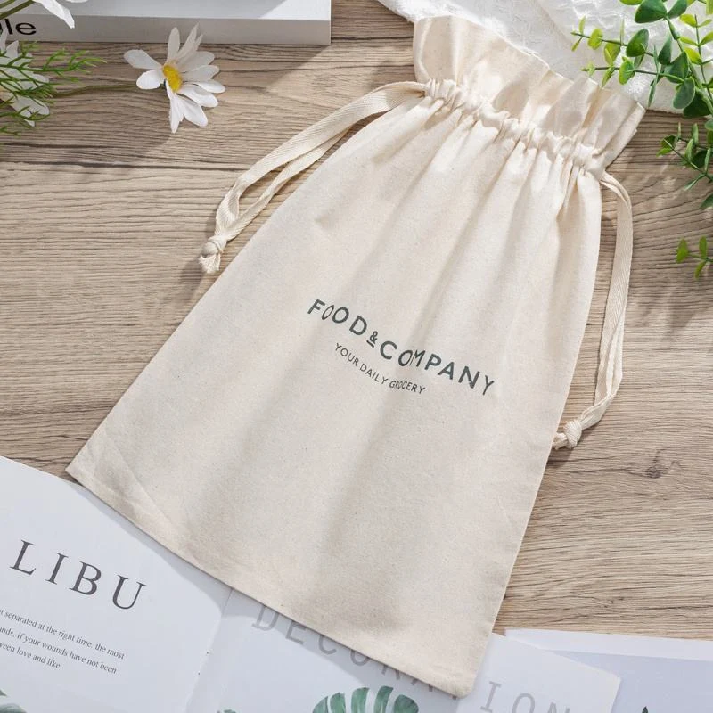 Beige Cotton Drawstring Pouch — image 5