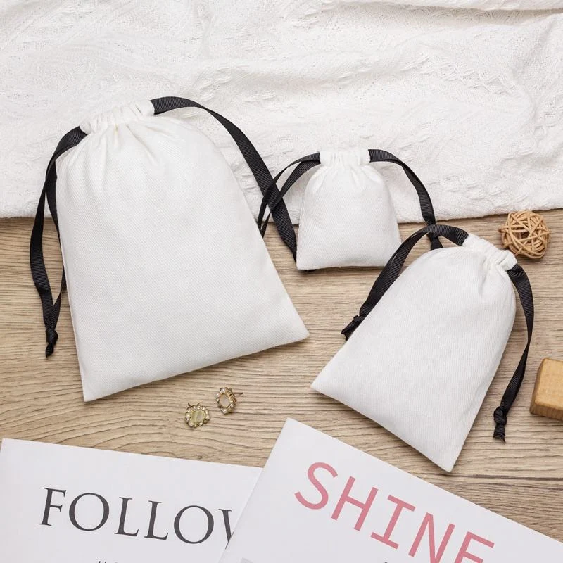 White Cotton Drawstring Pouch — image 3