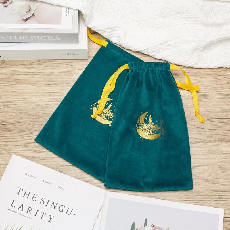 Green Velvet Drawstring Pouch — image 5