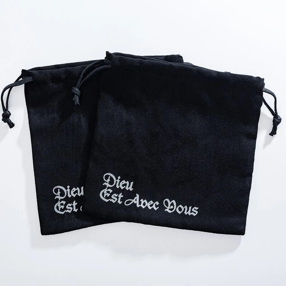 Black Microfiber Drawstring Pouch — image 3