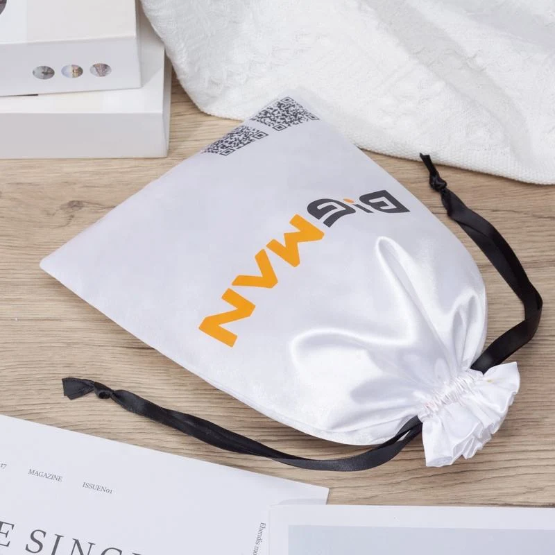 White Satin Drawstring Pouch — image 4