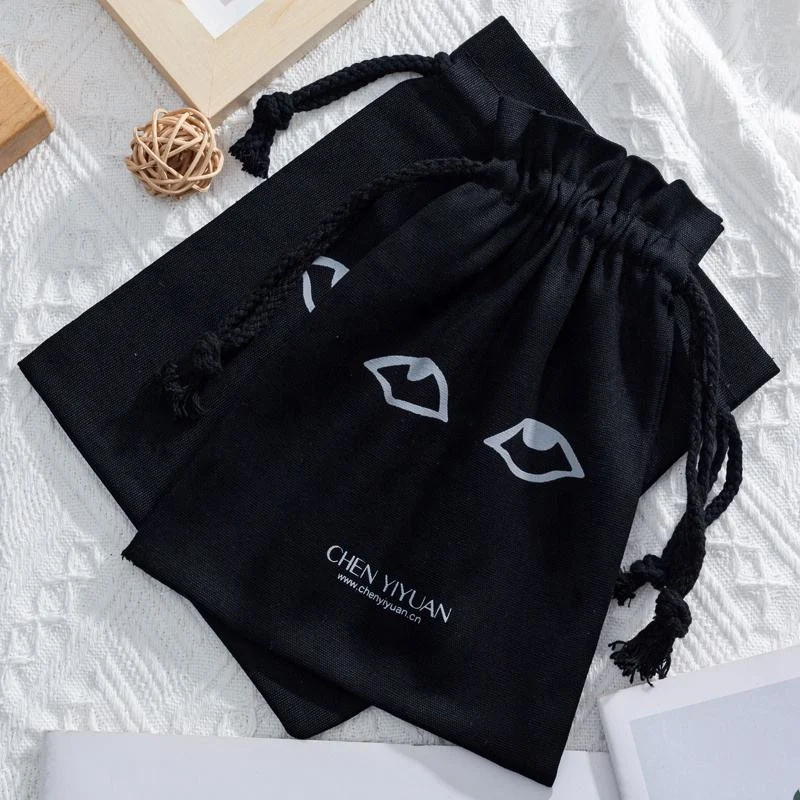 Black Cotton Drawstring Pouch — image 5