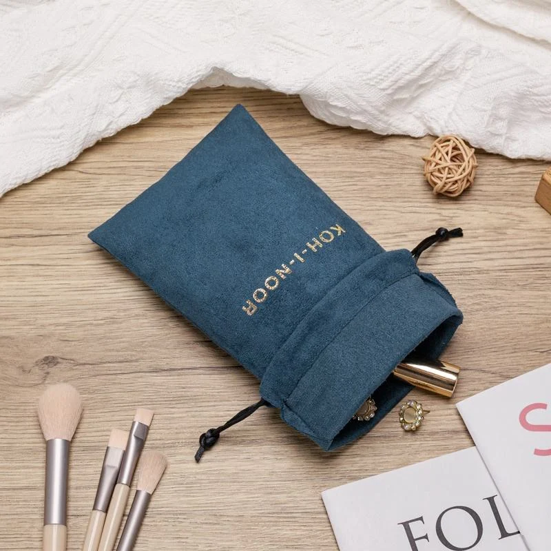 Blue Microfiber Drawstring Pouch — image 5