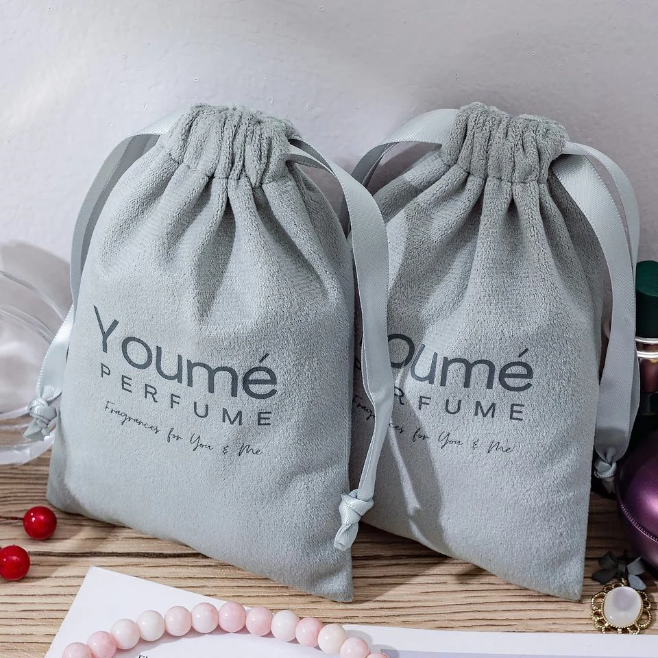 Grey Microfiber Drawstring Pouch — image 2