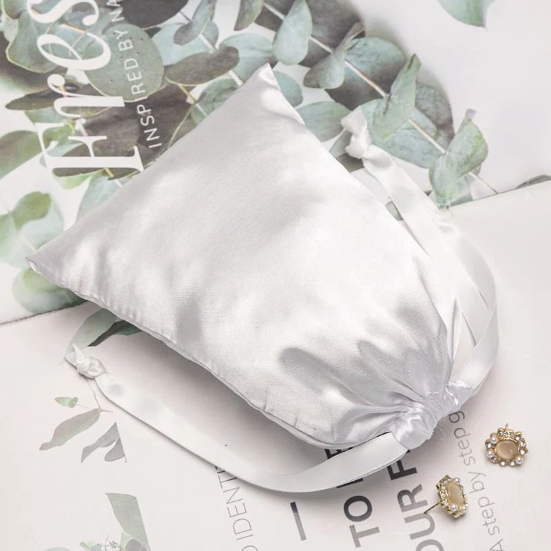 Black Satin Drawstring Pouch — image 3