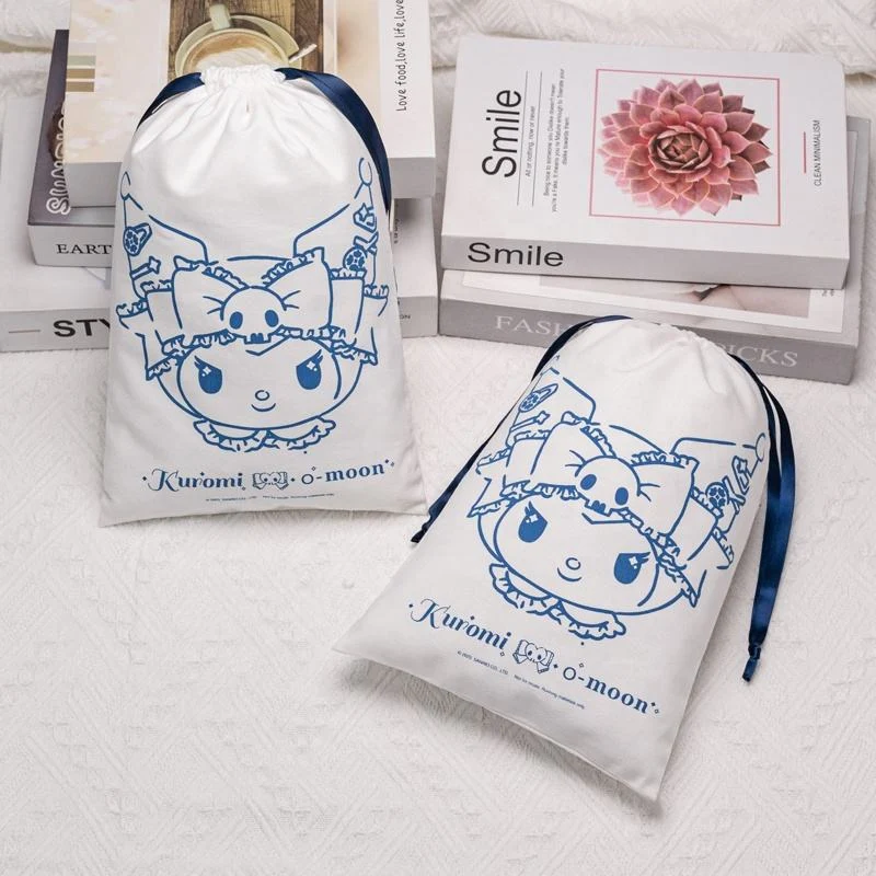 White Fabric Drawstring Pouch — image 4