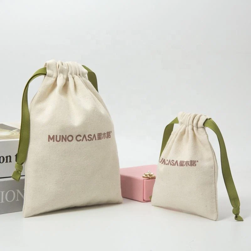 Green Cotton Drawstring Pouch — image 2