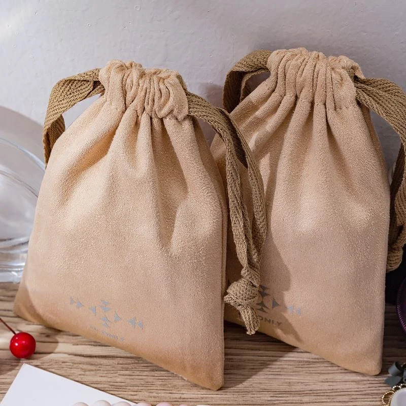 Brown Microfiber Drawstring Pouch — image 2