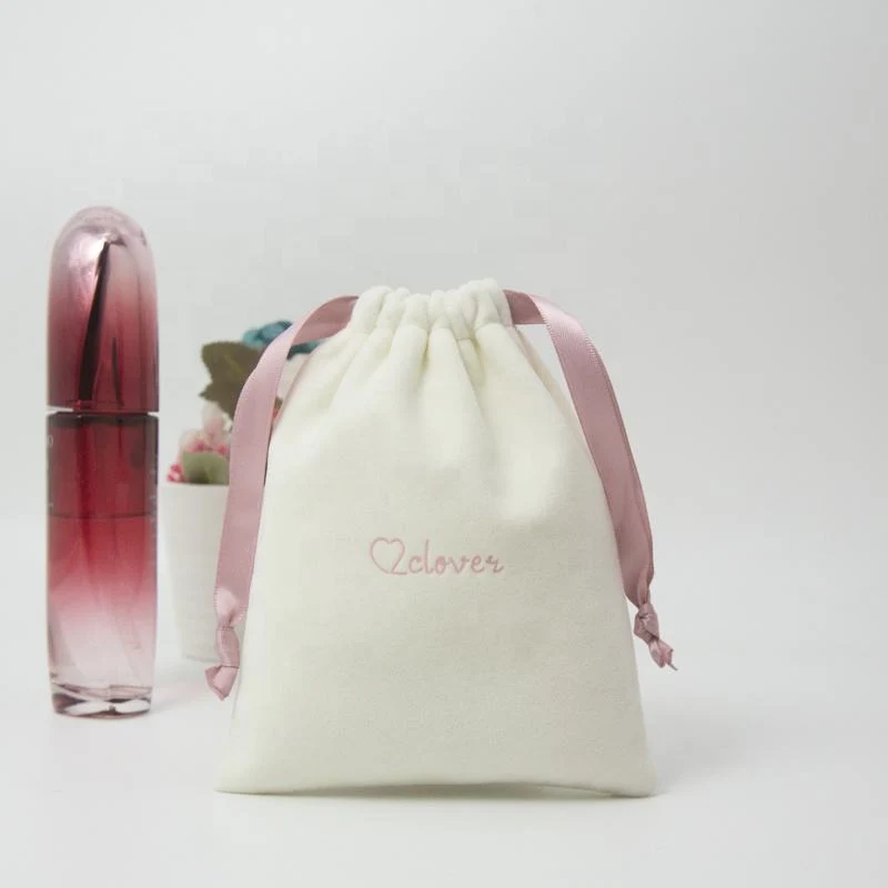Cream Velvet Drawstring Pouch — image 2