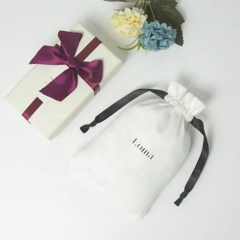 White Cotton Drawstring Pouch — image 3