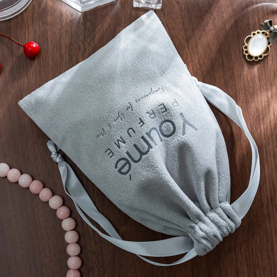 Grey Microfiber Drawstring Pouch — image 3