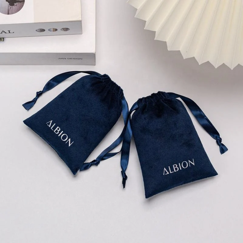 Blue Velvet Drawstring Pouch — image 3