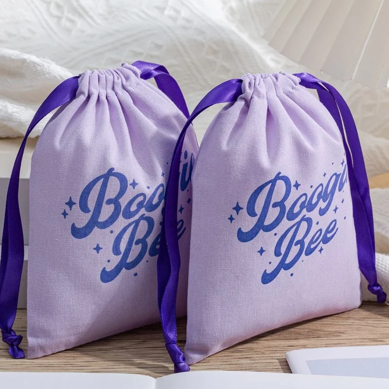 White Fabric Drawstring Pouch — image 2