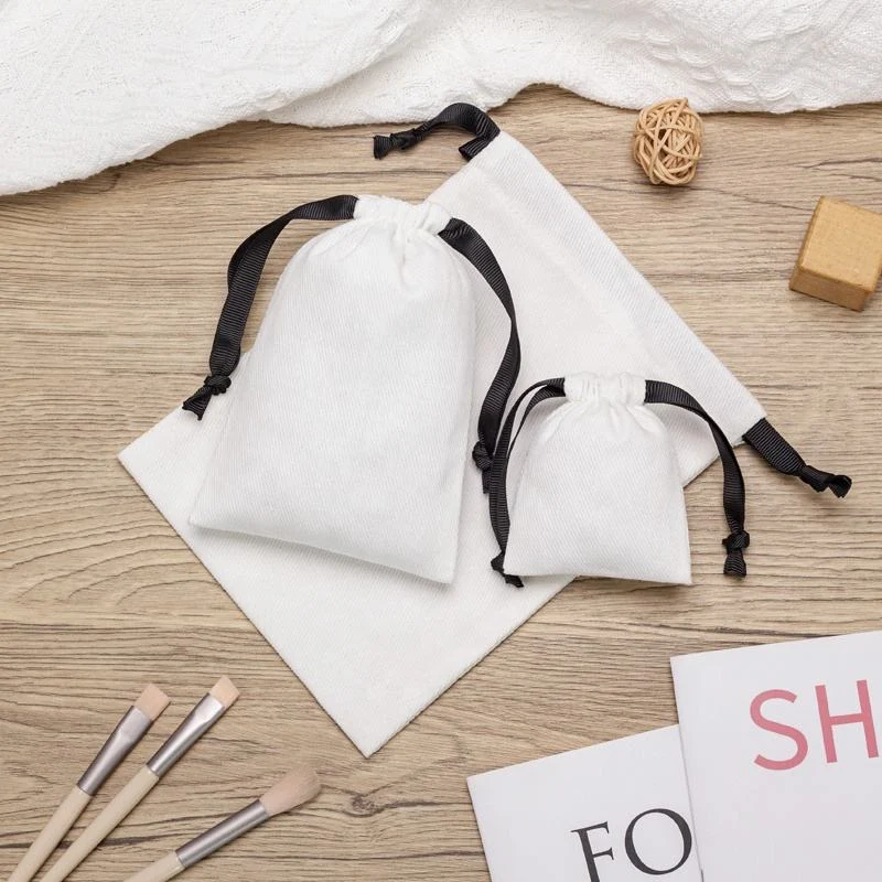 White Cotton Drawstring Pouch — image 4
