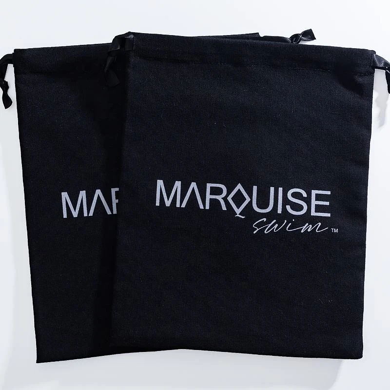 Black Cotton Drawstring Pouch — image 4