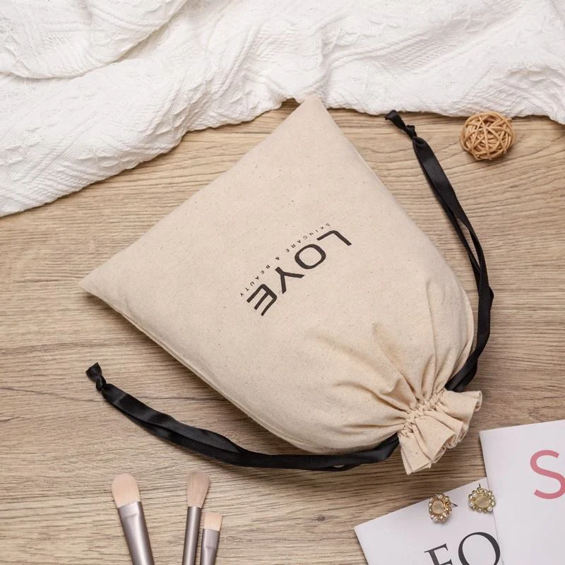 White Fabric Drawstring Pouch — image 4
