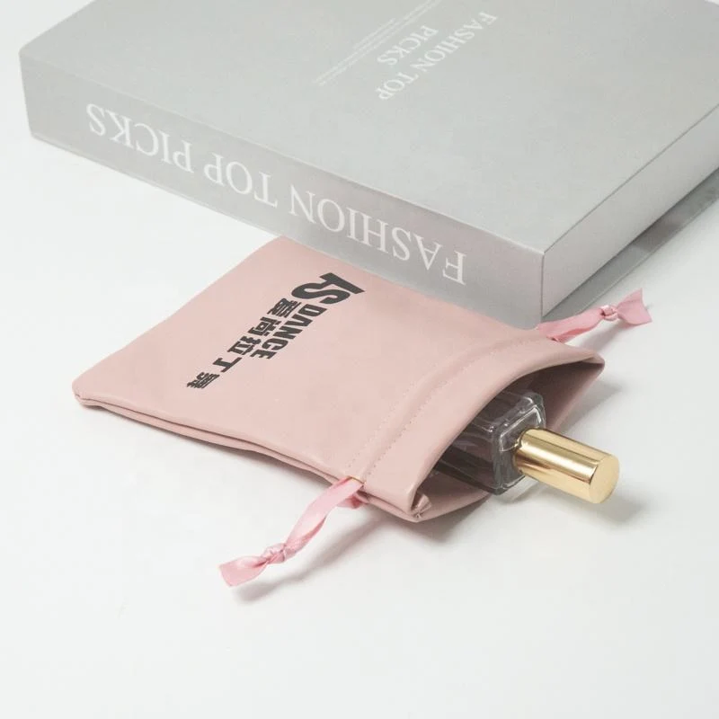Black Leather-Look Drawstring Pouch — image 3