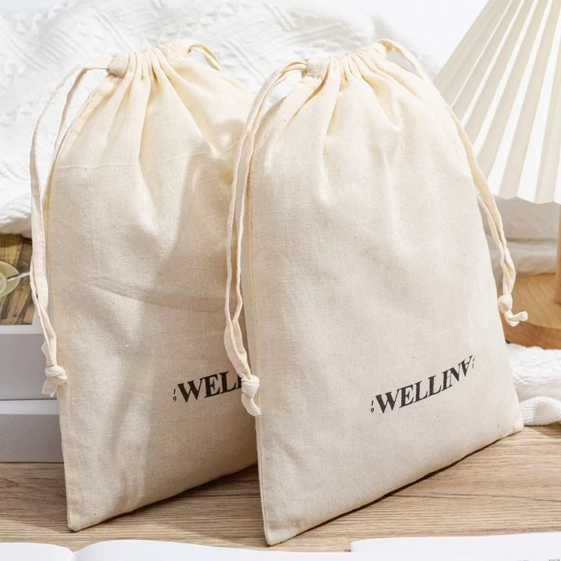 Cream Fabric Drawstring Pouch — image 2
