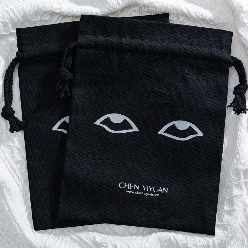 Black Cotton Drawstring Pouch — image 6