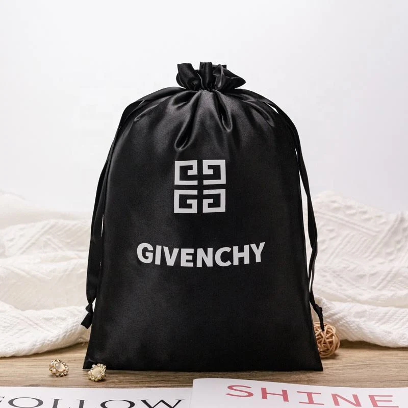 Black Satin Drawstring Pouch — image 2