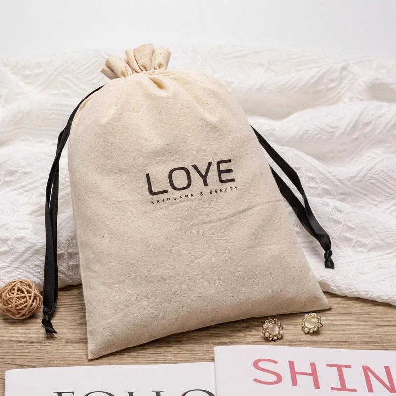 White Fabric Drawstring Pouch — image 3