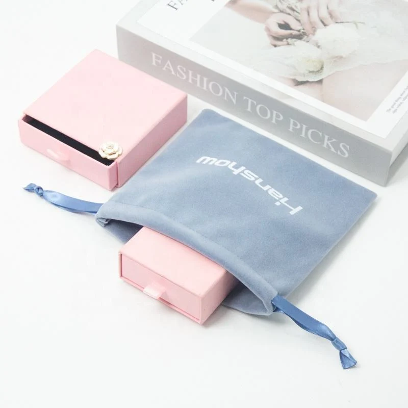 White Velvet Drawstring Pouch — image 4