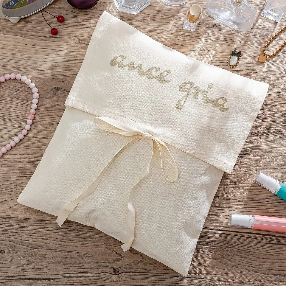 Beige Fabric Envelope Pouch — image 2