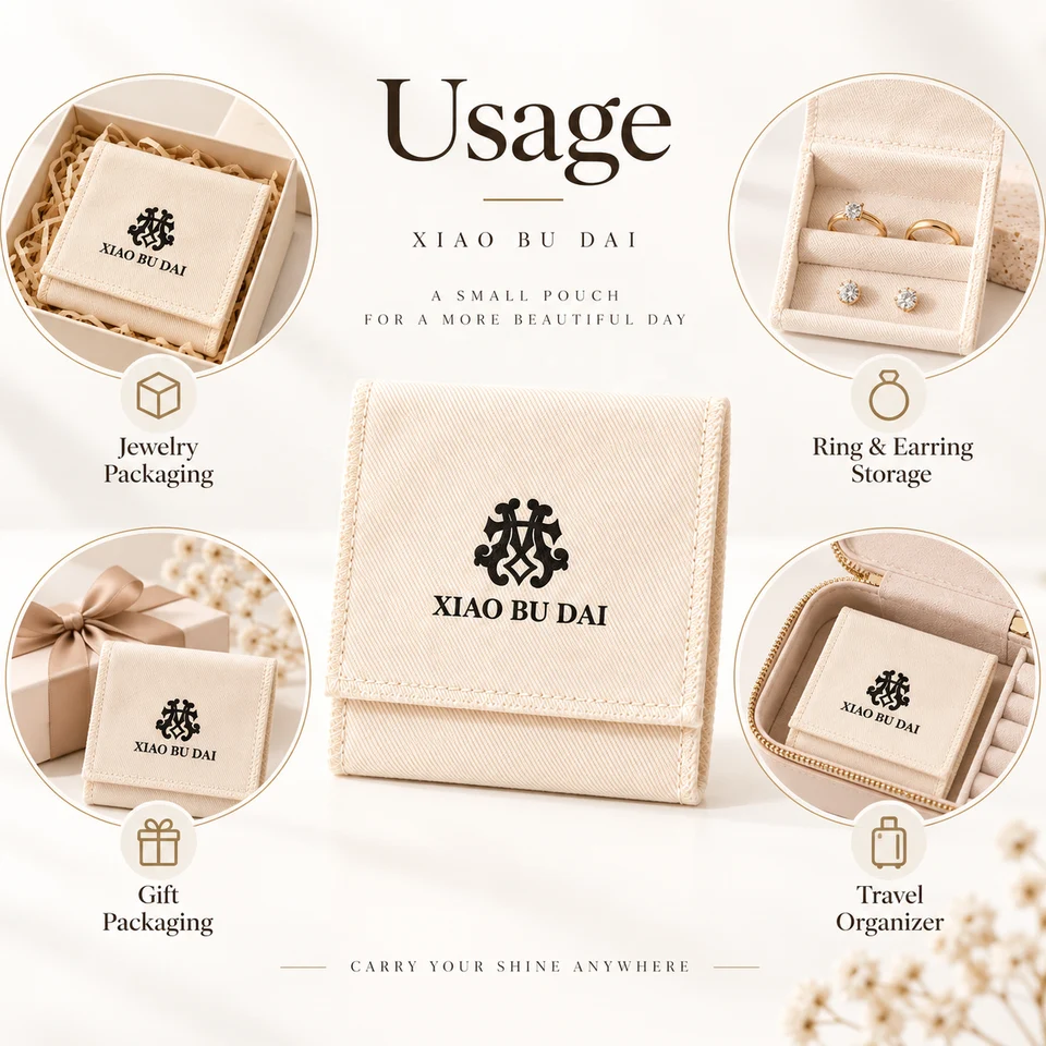 Cream Fabric Envelope Pouch — image 2