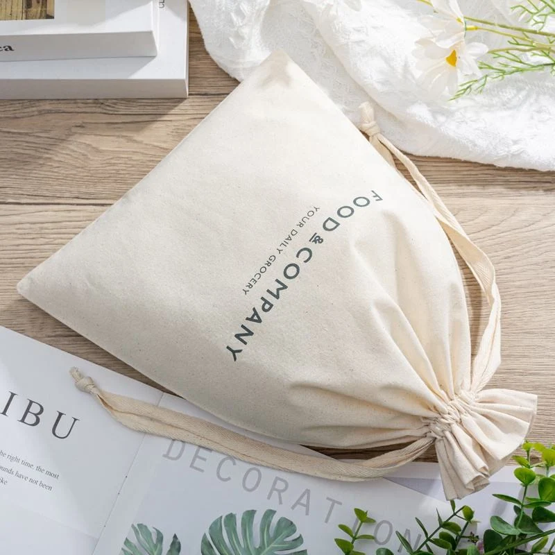 Beige Cotton Drawstring Pouch — image 4