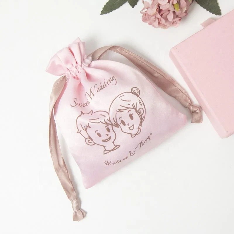 Pink Satin Drawstring Pouch — image 3