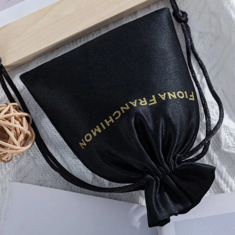 Black Satin Drawstring Pouch — image 4