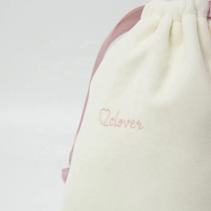 Cream Velvet Drawstring Pouch — image 6