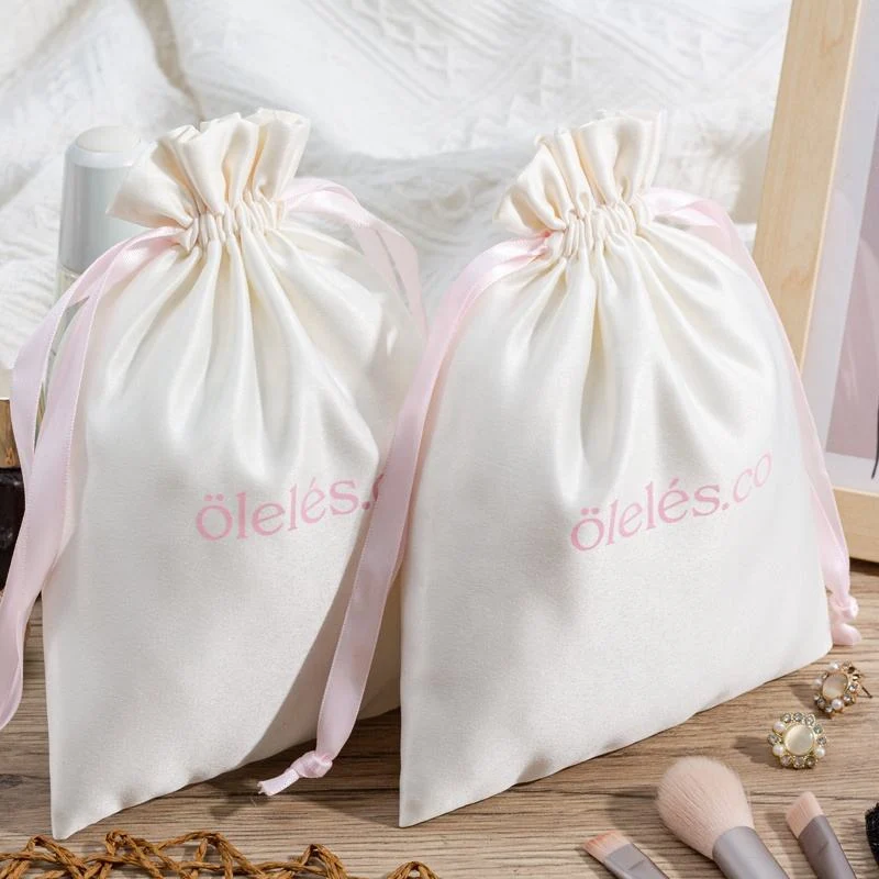 White Cotton Drawstring Pouch — image 2