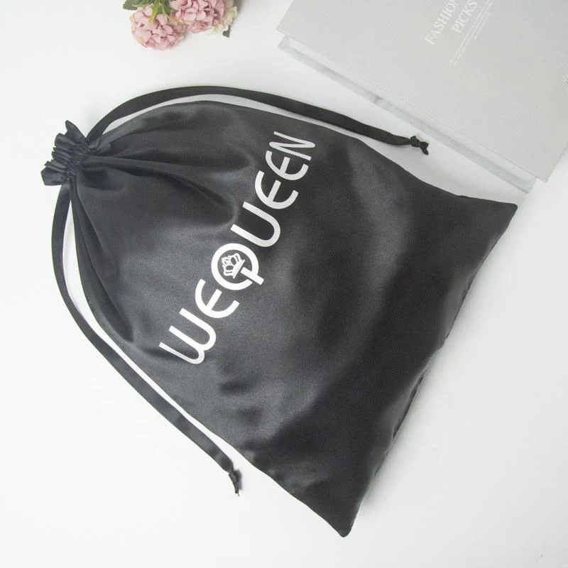 Black Satin Drawstring Pouch — image 3