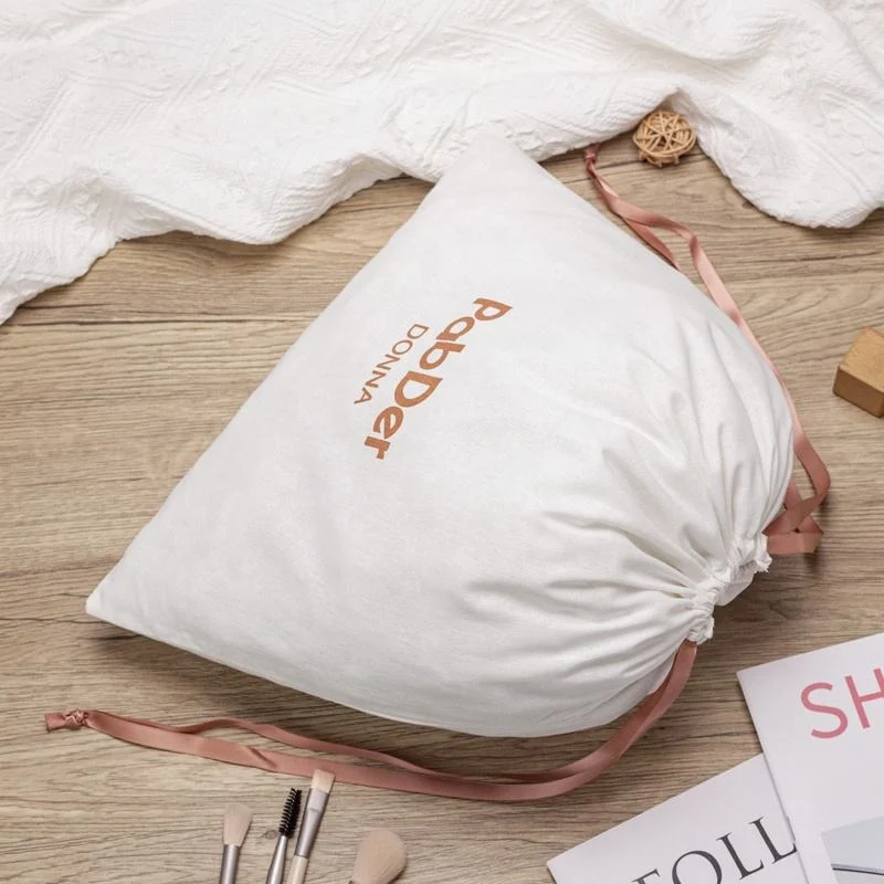 White Fabric Drawstring Pouch — image 4