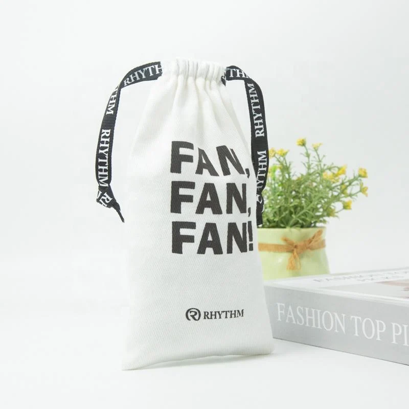 White Cotton Drawstring Pouch — image 2