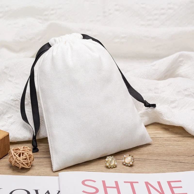 White Cotton Drawstring Pouch — image 2