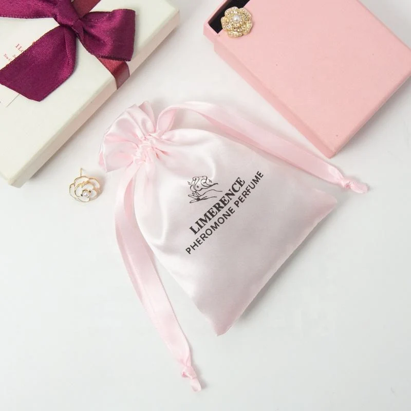 Pink Satin Drawstring Pouch — image 3
