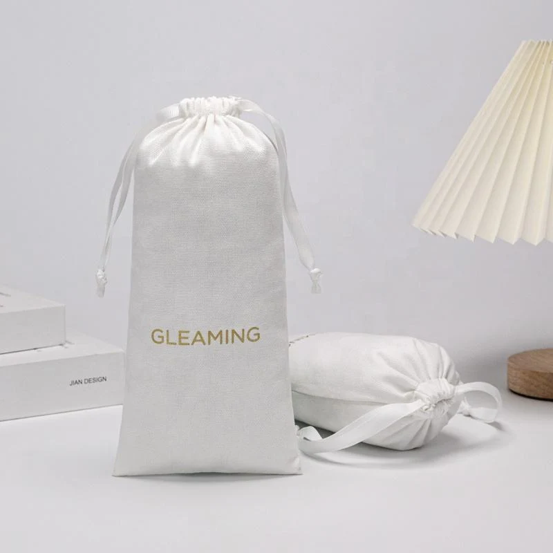 White Cotton Drawstring Pouch — image 2