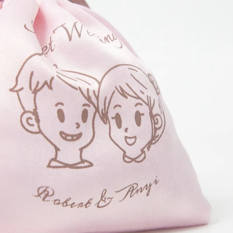 Pink Satin Drawstring Pouch — image 5