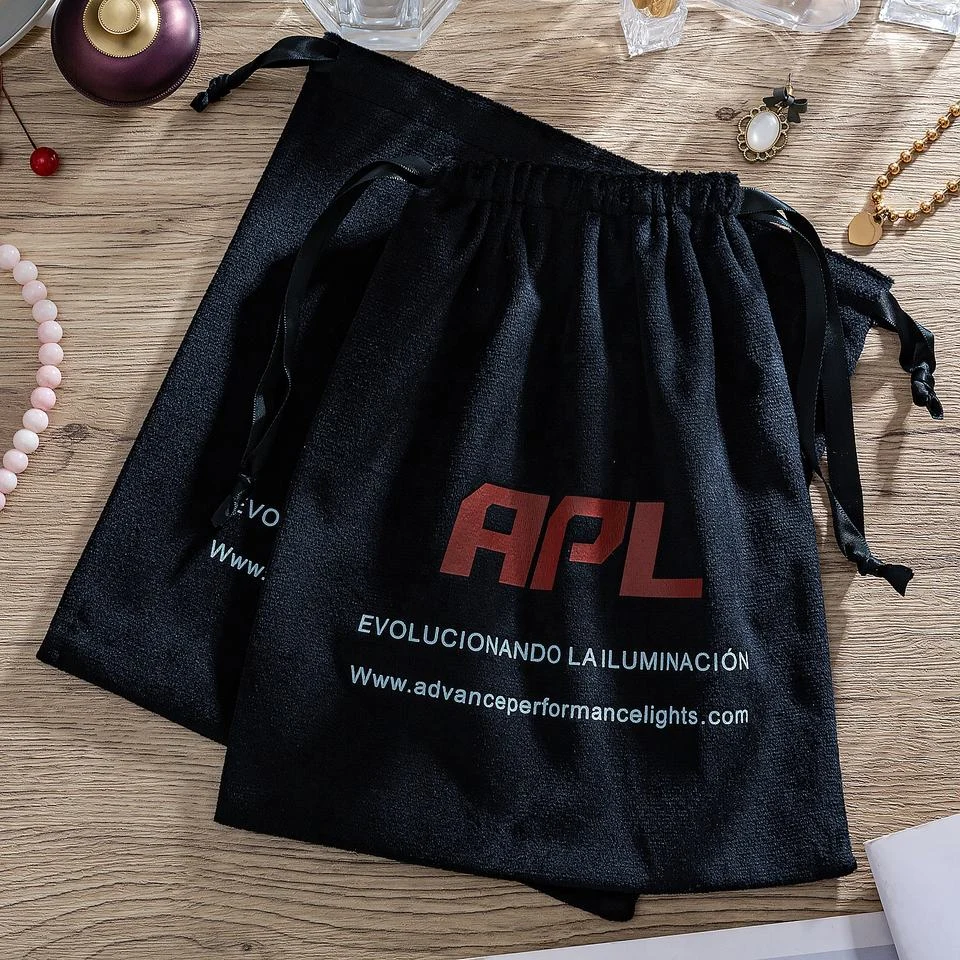 Black Microfiber Drawstring Pouch — image 2