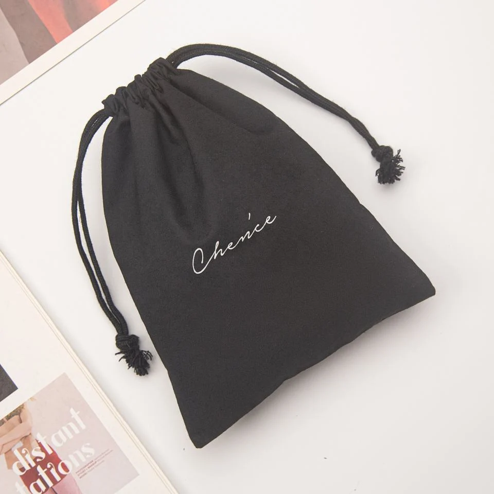 Black Cotton Drawstring Pouch — image 4