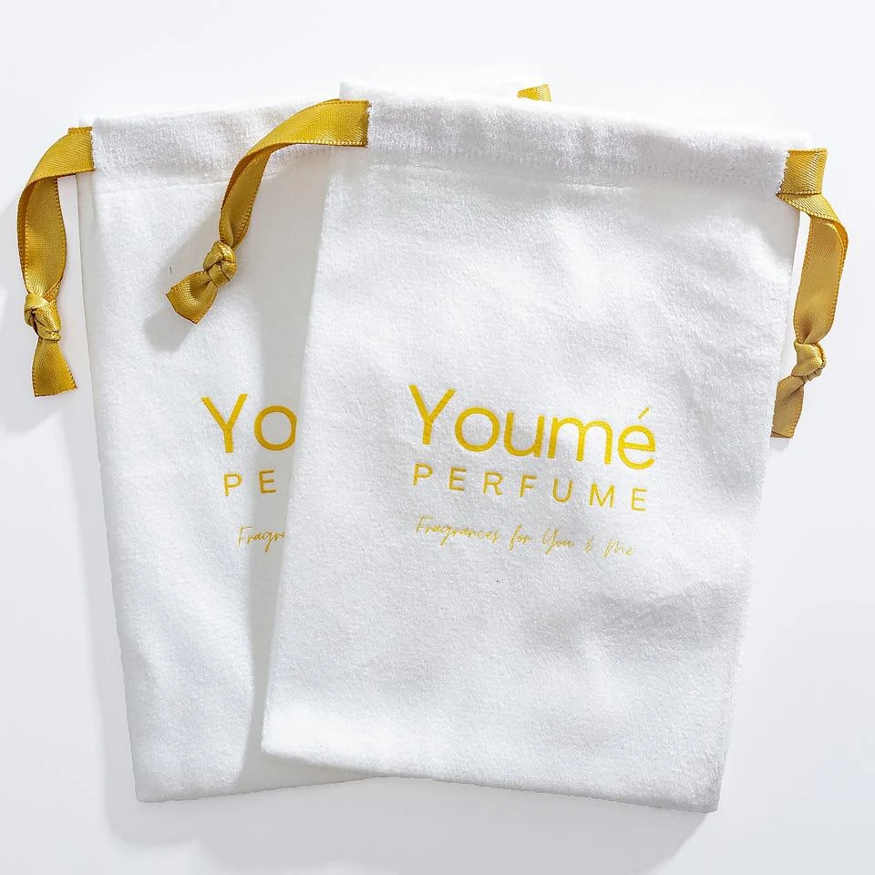 White Microfiber Drawstring Pouch — image 3
