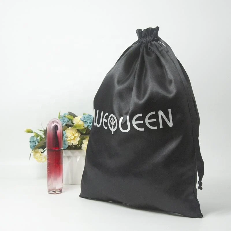 Black Satin Drawstring Pouch — image 2