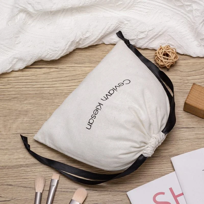 White Cotton Drawstring Pouch — image 4